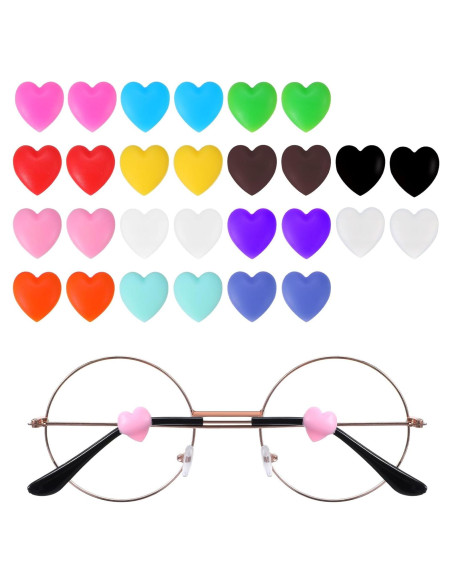 24 Sujetadores de Gafas Silicona Corazón Multicolor Guduling