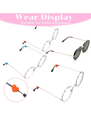 24 Sujetadores de Gafas Silicona Corazón Multicolor Guduling