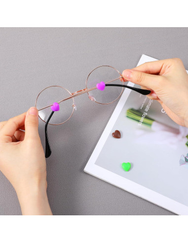 24 Sujetadores de Gafas Silicona Corazón Multicolor Guduling