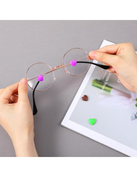 24 Sujetadores de Gafas Silicona Corazón Multicolor Guduling