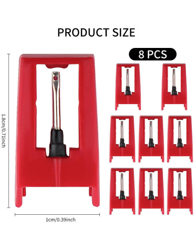 8 Agujas de Reemplazo para Tocadiscos Motroce con Cubiertas