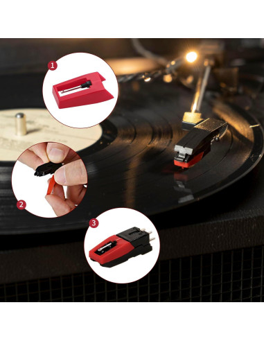 8 Agujas de Reemplazo para Tocadiscos Motroce con Cubiertas