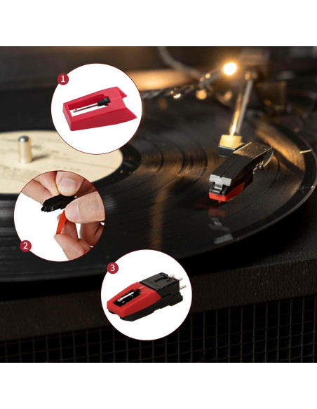 8 Agujas de Reemplazo para Tocadiscos Motroce con Cubiertas