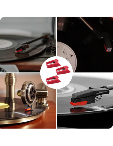 8 Agujas de Reemplazo para Tocadiscos Motroce con Cubiertas
