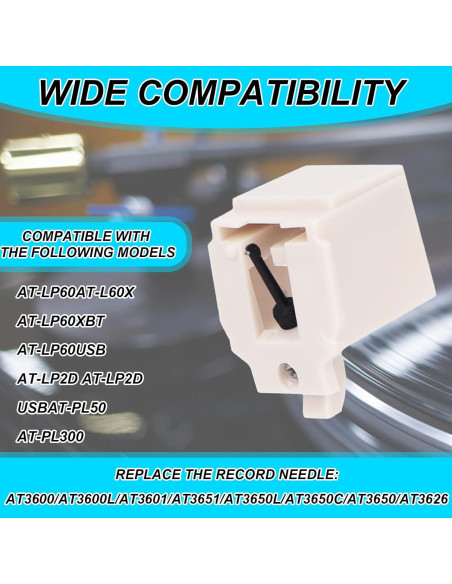 3 Piezas Repuesto Aguja y Cepillos para Tocadiscos Audio-Technica