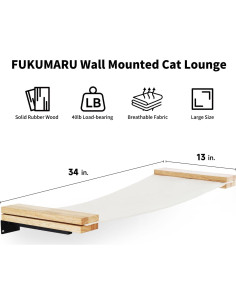 Estante de Pared para Gatos FUKUMARU 86x33 cm Madera de Caucho 2