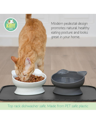 Tazones Elevados para Gato Kitty City 2pk - Diseño Moderno