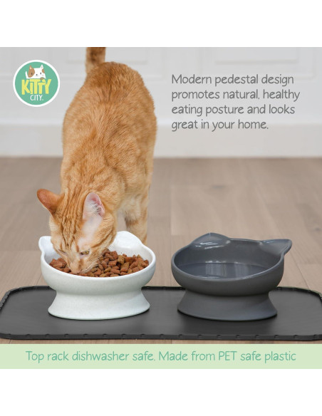 Tazones Elevados para Gato Kitty City 2pk - Diseño Moderno