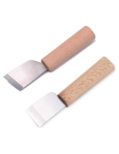 Cuchillo de Cuero WUTA 2 Piezas Acero Alta Velocidad Mango Madera