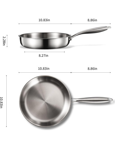 Juego de Sartenes de Acero Inoxidable MOUTIUS 20.32cm y 25.4cm