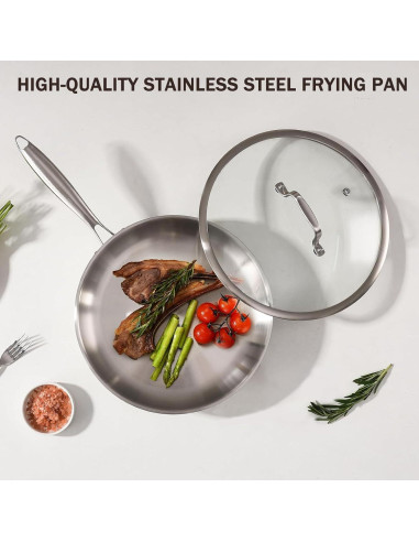 Juego de Sartenes de Acero Inoxidable MOUTIUS 20.32cm y 25.4cm