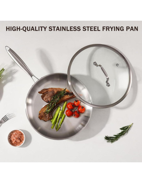 Juego de Sartenes de Acero Inoxidable MOUTIUS 20.32cm y 25.4cm