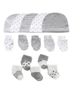 Conjunto de Gorro, Manoplas y Calcetines Algodón Bebé 0-6 Meses