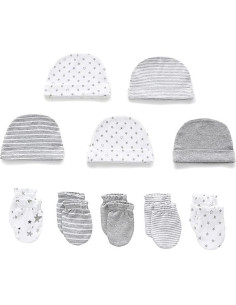 Conjunto de Gorro, Manoplas y Calcetines Algodón Bebé 0-6 Meses 2