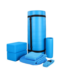 Set de Yoga BalanceFrom 7 Piezas con Esterilla 2.54 cm Azul