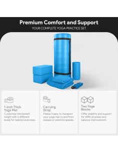 Set de Yoga BalanceFrom 7 Piezas con Esterilla 2.54 cm Azul 2