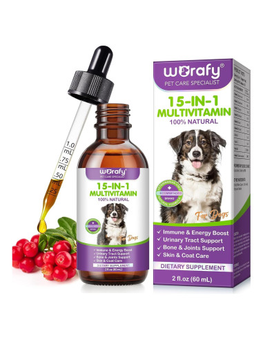Gotas Multivitamínicas para Perros Vceeoy 15 en 1 Salud Piel Articulaciones