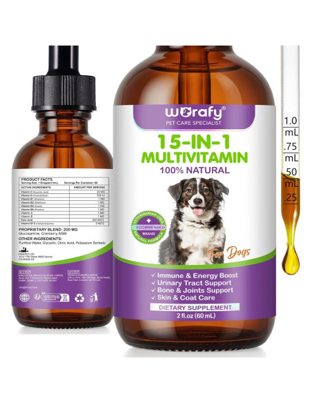 Gotas Multivitamínicas para Perros Vceeoy 15 en 1 Salud Piel Articulaciones