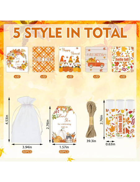 50 Piezas Balsamo Labial Hidratante Nlicrst Acción de Gracias