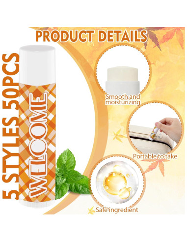 50 Piezas Balsamo Labial Hidratante Nlicrst Acción de Gracias