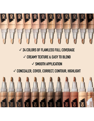 Corrector y Base de Maquillaje HD Ruby Kisses 3 Paquete Caoba