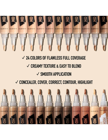 Corrector y Base de Maquillaje HD Ruby Kisses 3 Paquete Caoba