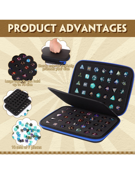 Caja de Dados Aoriher 2 Pcs Gran Capacidad para 70 Dados