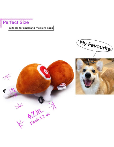 Juguetes de Peluche para Perros YESWOOD! Paquete de 3 Piernas de Pollo