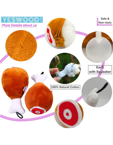 Juguetes de Peluche para Perros YESWOOD! Paquete de 3 Piernas de Pollo