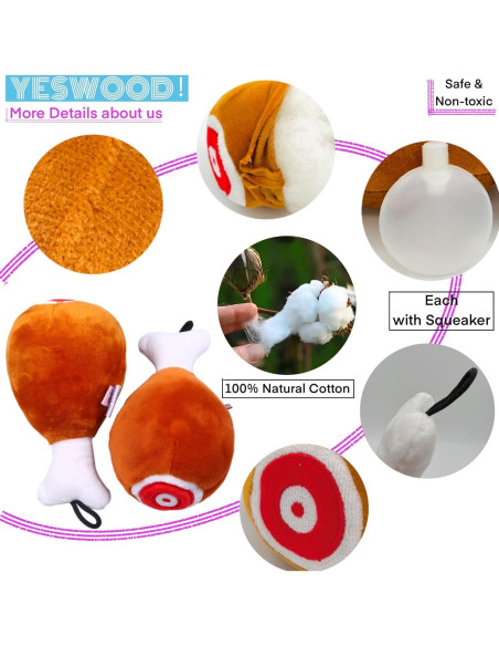 Juguetes de Peluche para Perros YESWOOD! Paquete de 3 Piernas de Pollo