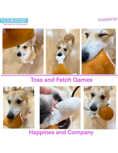 Juguetes de Peluche para Perros YESWOOD! Paquete de 3 Piernas de Pollo