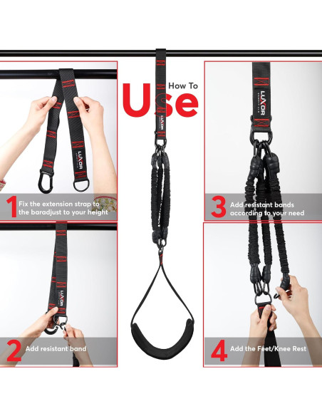 Bandas de Asistencia para Dominadas LUXOR ESSENTIALS - 4 Bandas Ajustables