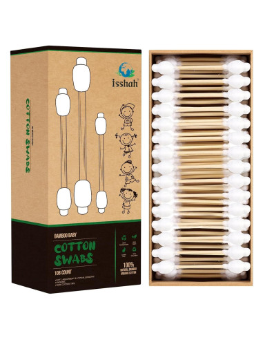 Hisopos de Algodón Ecológicos Isshah - 108 Unidades - Bambú