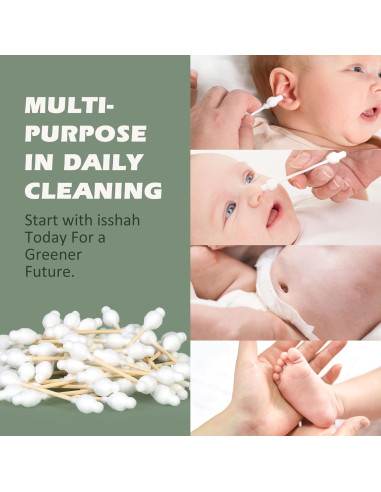Hisopos de Algodón Ecológicos Isshah - 108 Unidades - Bambú
