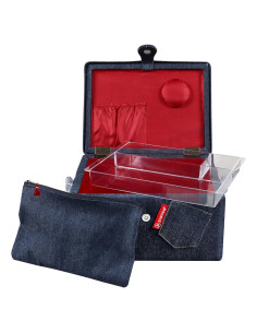 Cesta de Costura SINGER Denim Grande con Bolsa de Cremallera