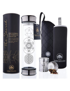 Botella Infusora de Té Sagrado Loto Amor - Vidrio Doble Pared