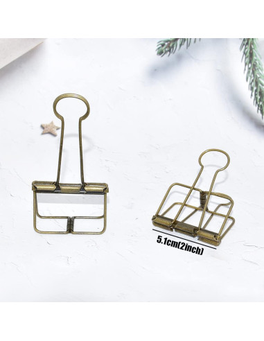 Clip de Carpeta Extra Grande Zoohot 51 mm Bronce 15 Piezas