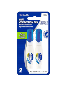 Bolígrafo Corrector BAZIC 5ml - Punta Metálica Precisa, 2 Unidades