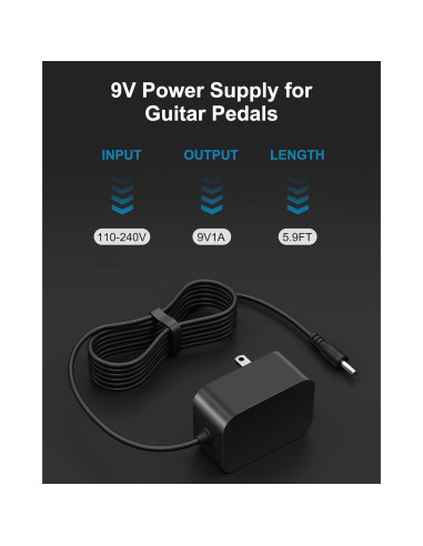 Fuente de Alimentación 9V VHBW para Pedales de Guitarra