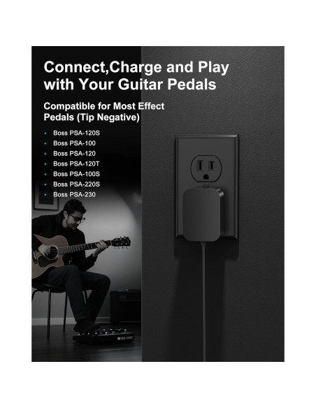 Fuente de Alimentación 9V VHBW para Pedales de Guitarra