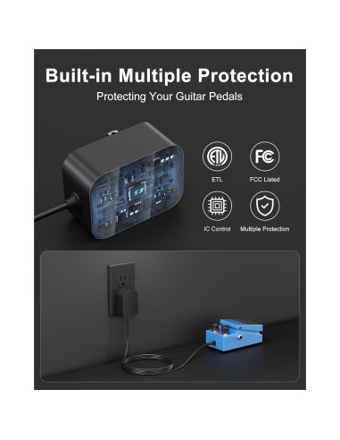 Fuente de Alimentación 9V VHBW para Pedales de Guitarra