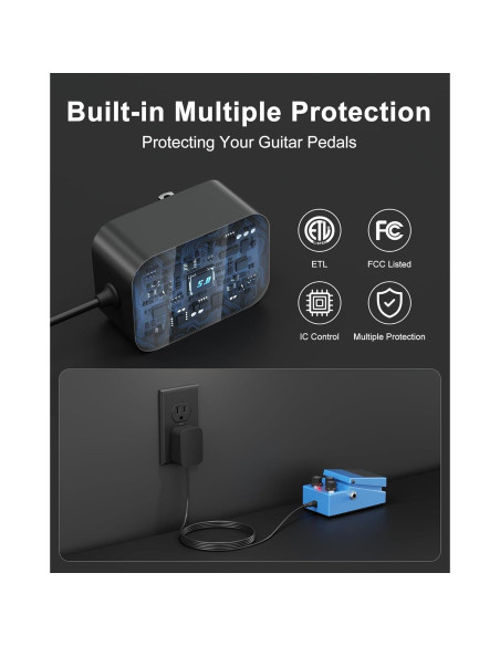 Fuente de Alimentación 9V VHBW para Pedales de Guitarra