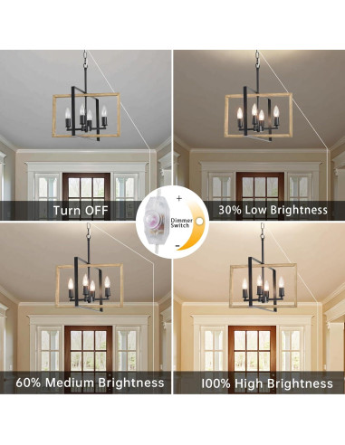 Lámpara de Araña Regulable HOXIYA 4 Luces 6m Enchufable