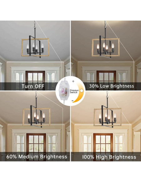 Lámpara de Araña Regulable HOXIYA 4 Luces 6m Enchufable