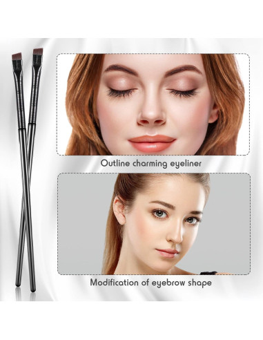 Brochas de Delineador de Ojos y Cejas Maitys 12 Piezas - Negro