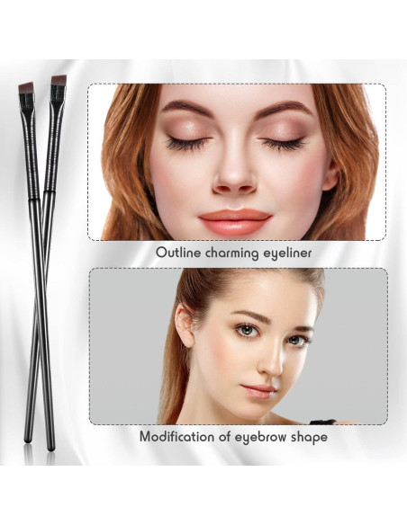 Brochas de Delineador de Ojos y Cejas Maitys 12 Piezas - Negro