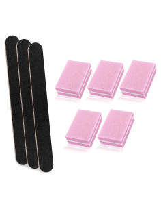 Juego de Archivos y Pulidores de Uñas LNAUJS - 5 Pulidores Rosa y 3 Archivos Negros