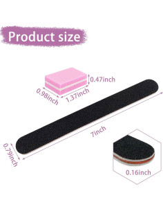 Juego de Archivos y Pulidores de Uñas LNAUJS - 5 Pulidores Rosa y 3 Archivos Negros 2