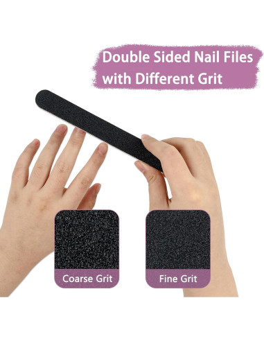 Juego de Archivos y Pulidores de Uñas LNAUJS - 5 Pulidores Rosa y 3 Archivos Negros