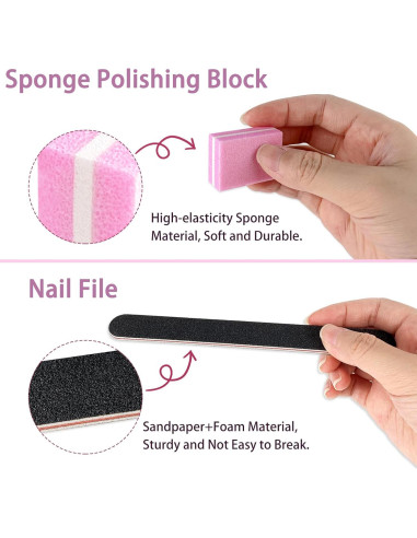 Juego de Archivos y Pulidores de Uñas LNAUJS - 5 Pulidores Rosa y 3 Archivos Negros